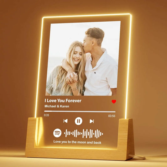Customized Spotify Music Plaque Gifts For Anniversary Valentine Day Personalized Acrylic Photo Frame Lamp Copule Romantic Gifts